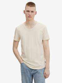 Krémové pánske základné tričko Tom Tailor Denim