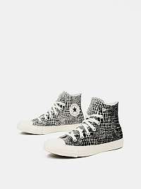 Krémovo-čierne dámske vzorované členkové tenisky Converse