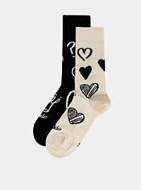 Krémovo-čierne vzorované ponožky Fusakle Symbol