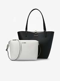 Krémovo-čierny dámsky obojstranný shopper Guess Alby