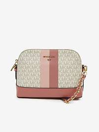 Krémovo-ružová dámska vzorovaná malá crossbody kabelka Michael Kors Jet Set
