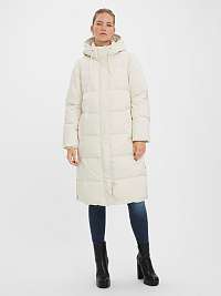 Krémový prešívaný zimný kabát s kapucňou VERO MODA Erica Holly