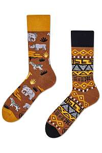 Many Mornings hnedé ponožky Safari Trip