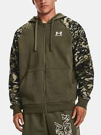 Mikina Under Armour RIVAL FLC CAMO SCRIPT FZ - zelená