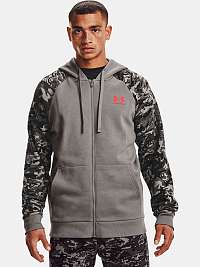 Mikina Under Armour UA RIVAL FLC CAMO SCRIPT FZ - šedá