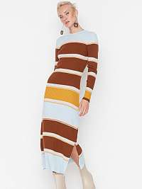 Mikinové a svetrové šaty pre ženy Trendyol - hnedá, svetlomodrá
