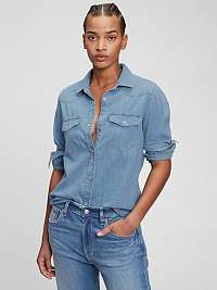 Modrá dámska džínsová košeľa western organic GAP