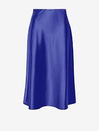 Modrá dámska saténová midi sukňa ICHI