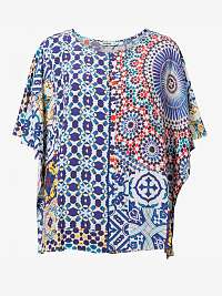 Modrá dámska vzorovaná blúzka Desigual Blus Agadir