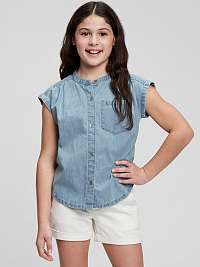 Modrá dievčenská džínsová košeľa