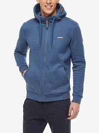 Modrá pánska mikina na zips s kapucou Ragwear Nate Zip