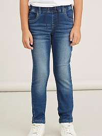 Modré chlapčenské džínsy slim fit s vyšívaným efektom name it Robin