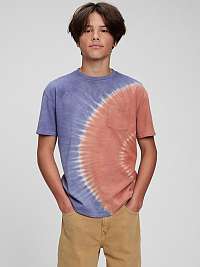 Modré chlapčenské tričko GAP Teen organic batik