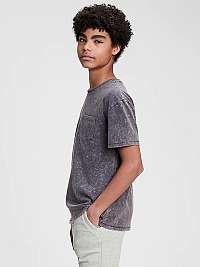 Modré chlapčenské tričko GAP Teen z organickej bavlny s vreckami
