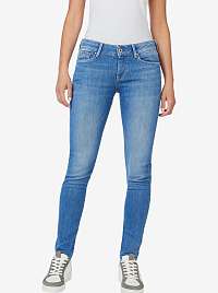 Modré dámske džínsy skinny fit s vyšívaným efektom Pepe Jeans Soho