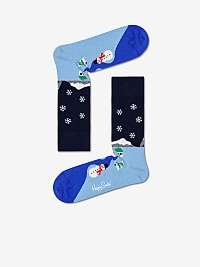 Modré dámske ponožky so zimným motívom Happy Socks