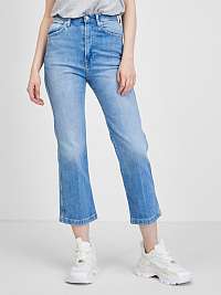 Modré dámske skrátené straight fit džínsy Pepe Jeans