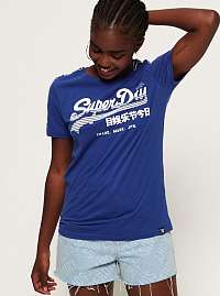 Modré dámske tričko s potlačou Superdry