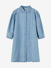Modré dievčenské džínsové šaty s trojštvrťovým rukávom name it Timone