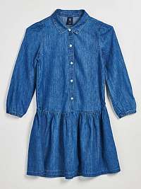 Modré dievčenské džínsové šaty s volánom GAP