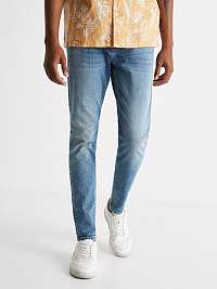 Modré pánske džínsy skinny fit s vyšívaným efektom Celio Coskinny