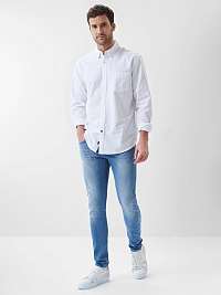 Modré pánske skinny fit rifle s vyšúchaným efektom Salsa Jeans