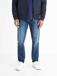 Modré pánske straight fit džínsy Celio C45