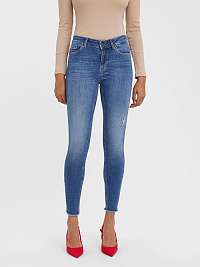 Modré skinny fit džínsy s vyšívaným efektom VERO MODA Peach