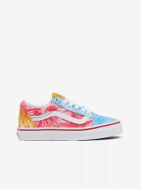 Modro-ružové detské batikované tenisky s koženými detailmi VANS Tie Dye