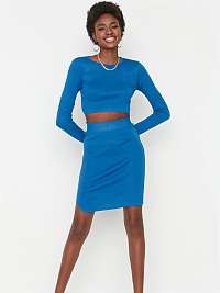 Modrý svetrík, sukňa a top s dlhým rukávom Trendyol