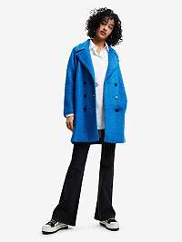 Modrý zimný kabát s vlnou Desigual London