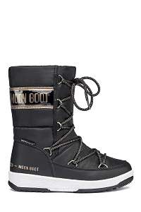 Moon Boot čierne zimné topánky JR Girl Quilted WP Black/Copper