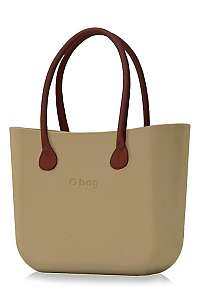 O bag béžová kabelka Sabbia s hnedými dlhými koženkovými rúčkami