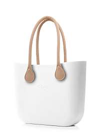 O bag  biela kabelka MINI Bianco s dlhými koženkovými rúčkami natural