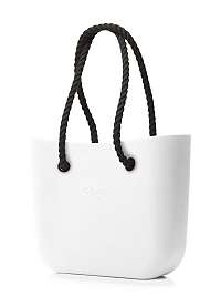 O bag  biela MINI kabelka Bianco s čiernymi dlhými povrazmi