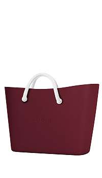 O bag bordová Urban kabelka Bordeaux s bielymi krátkymi lanovými rúčkami Latte