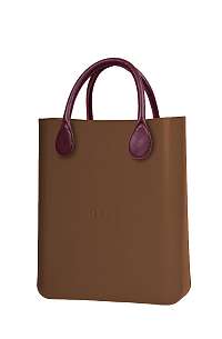 O bag  bronzové kabelka O Chic Bronzo s bordovými krátkymi koženkovými držadlami