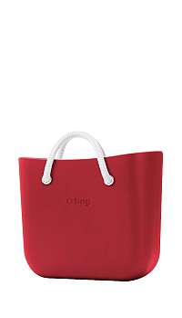 O bag  červená kabelka MINI Rosso s bielymi krátkymi lanovými rúčkami Latte