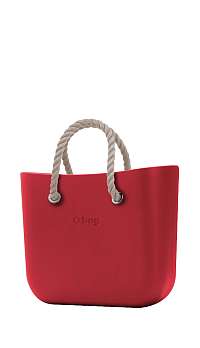O bag  červené kabelka MINI Rosso s krátkymi povrazmi natural