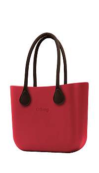 O bag  červené kabelka Rosso s hnedými dlhými koženkovými rúčkami