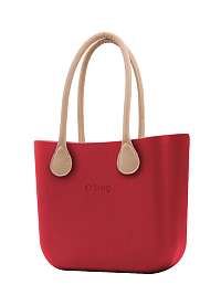 O bag  červené MINI kabelka Rosso s dlhými koženkovými rúčkami natural