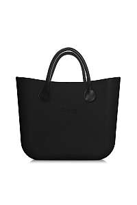 O bag kabelka MINI Nero s čiernymi krátkymi koženkovými rúčkami