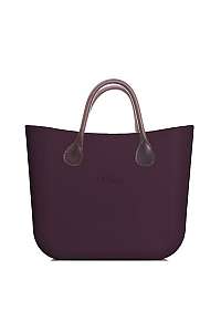 O bag kabelka MINI Melanzana s hnedými krátkymi koženkovými rúčkami