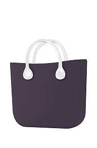 O bag  fialové kabelka MINI Viola Scuro s bielymi krátkymi koženkovými rúčkami