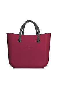 O bag fuchsiové kabelka MINI Sangria so sivými krátkymi povrazmi