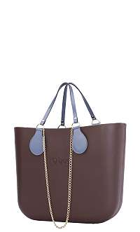 O bag  hnedé kabelka Chocolate s retiazkovým držadlom a modrú koženkou