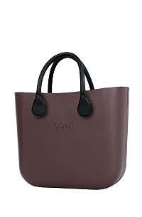 O bag hnedé kabelka MINI Chocolate s čiernymi krátkymi koženkovými rúčkami