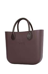 O bag  hnedé kabelka MINI Chocolate s hnedými krátkymi koženkovými rúčkami