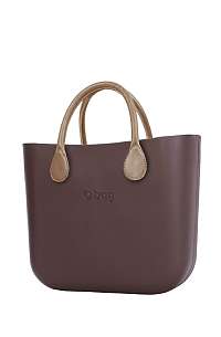 O bag kabelka MINI Chocolate s krátkymi koženkovými rúčkami natural