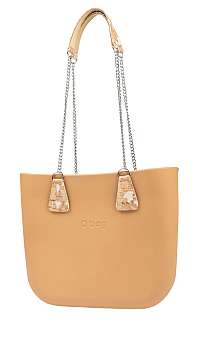 O bag kabelka Biscotto s dlhými retiazkovými rúčkami Silver/Cork